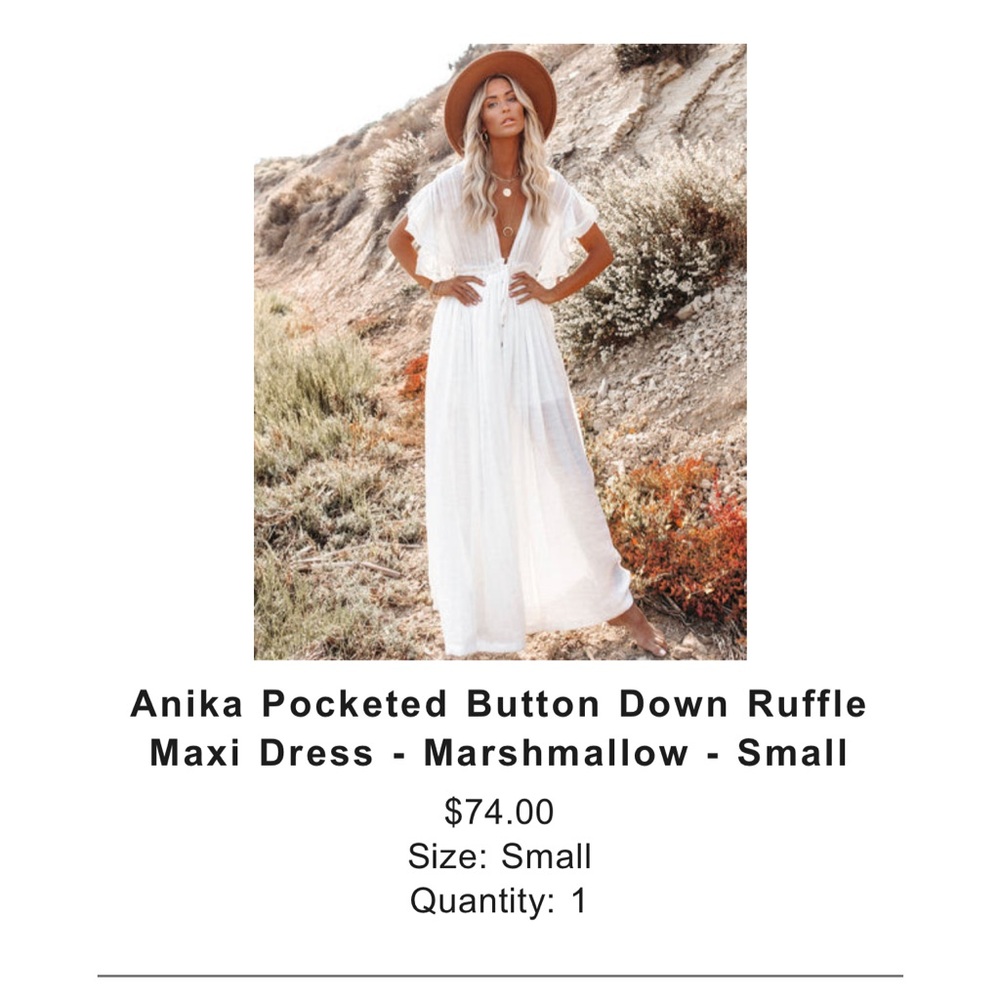 Button-down ruffle maxi dress- VICI NWOT - Picture 5 of 6